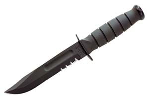 SHORT KA-BAR KNIFE-BLACK SERRATED BLADE