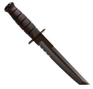 BLACK KA-BAR W/ TANTO SERRATED BLADE