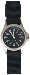 MILITARY FIELD 24 HR WATCH- BLACK STRAP/BLACK FACE