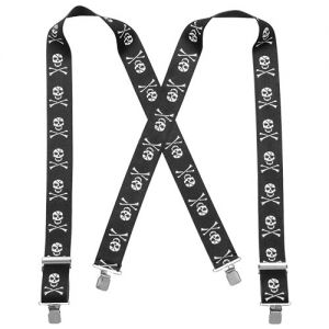 ELASTIC PANT SUSPENDER - SKULL/CROSS BONES