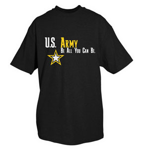 U S ARMY MEN'S T-SHIRTS BLACK