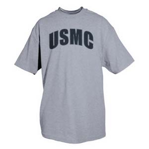 USMC T-SHIRT, GREY/BLK IMPRINT