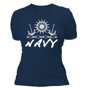 WOMEN'S COTTON TEE NAVY ANCHOR