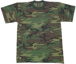 MENS SHORT SLEEVE T-SHIRT WOODLAND CAMOUFLAGE