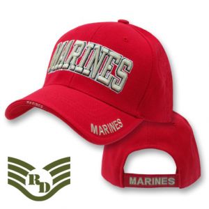 Legend Milit. Caps, Marine Text, Red