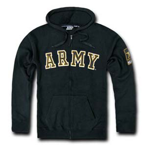 Full Zip Fleece Hoody, Army Black