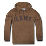 Full Zip Fleece Hoody, Army, Coyote