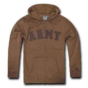 Full Zip Fleece Hoody, Army, Coyote