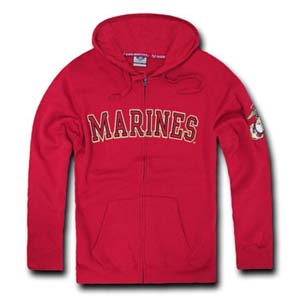 Full Zip Fleece Hoody, Marines, Cardinal