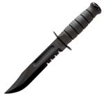 USMC KABAR FIGHT KNIFE-BLK SERR EDGE,GRIP & SHEATH