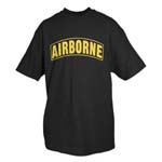 AIRBORNE T-SHIRT, BLK/YELLOW IMPRINT